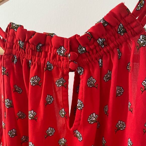 LOFT Red Marigold Peplum Halter Tank Top/Cami - Picture 9 of 10